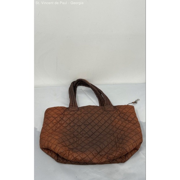 MZ Wallace Burnt Orange / Brown Metro Deluxe Quilted Tote Bag Purse Great Cond. - Picture 6 of 10